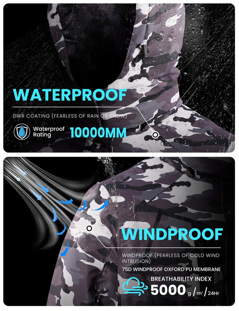 WULFUL Women's Waterproof Ski Jacket Warm Winter Coats Windproof Winter Jackets for Women Fleece Lined Windbreaker with Hood - Image 3